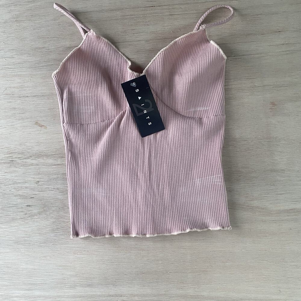 New With Tags 21 Saints Dusty Pink Cropped Ribbed Tank Top Size Small
